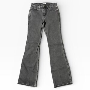 Wrangler Exaggerated Bootcut Jeans Gray Black Size 26 Distressed Hem Western Y2K
